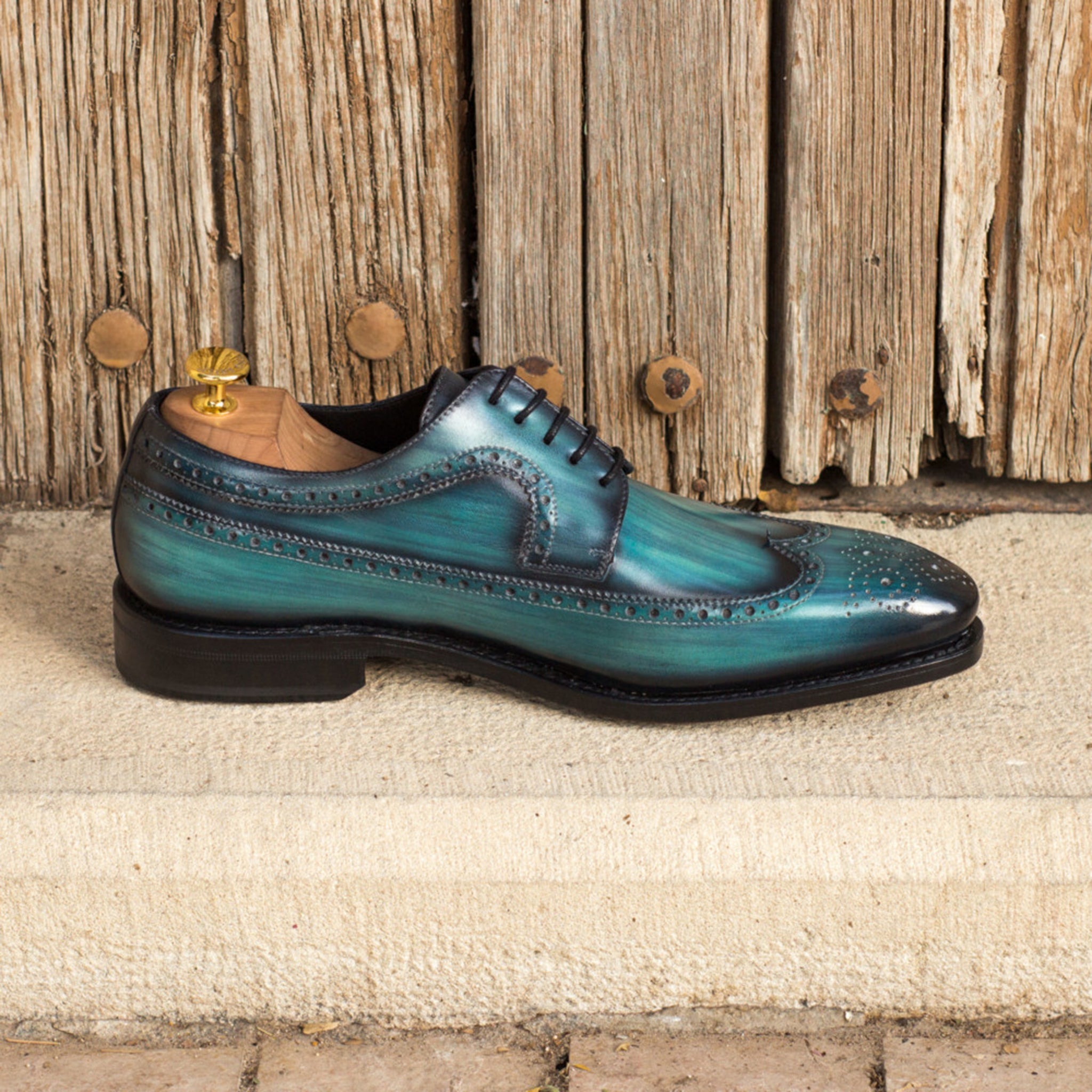 Turquoise Patina Blucher Shoes