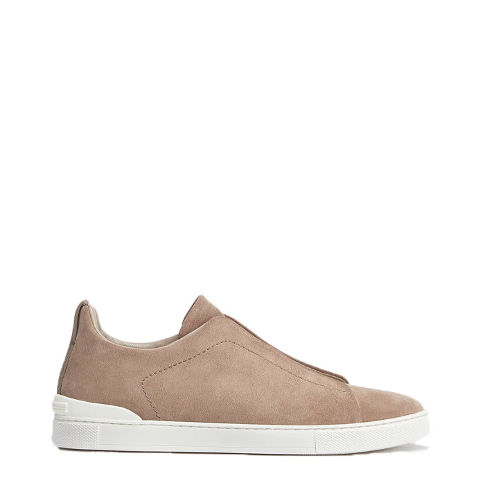 Handmade Suede Triple Stitch Sneaker Beige
