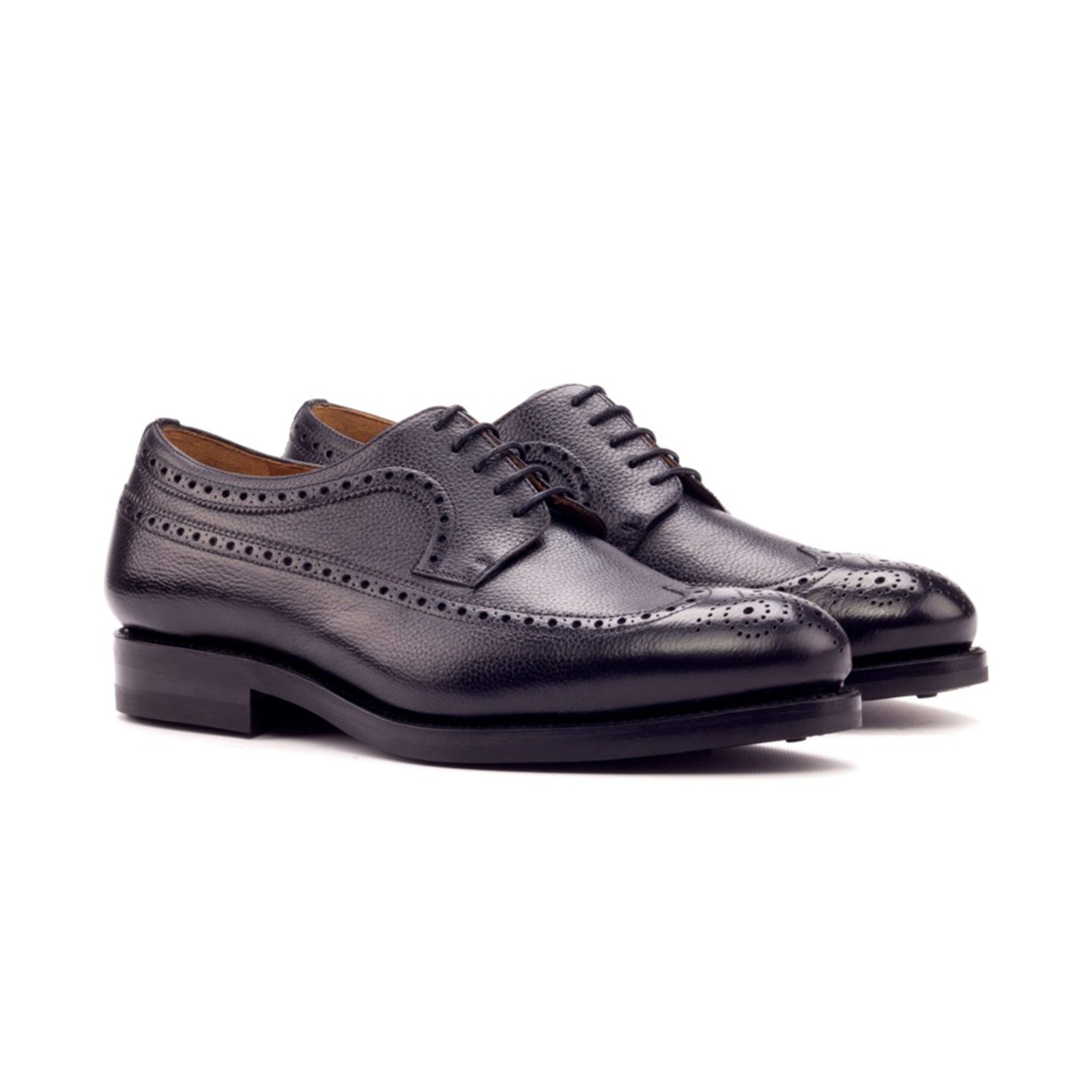 Black Leather Blucher Brogues Shoes