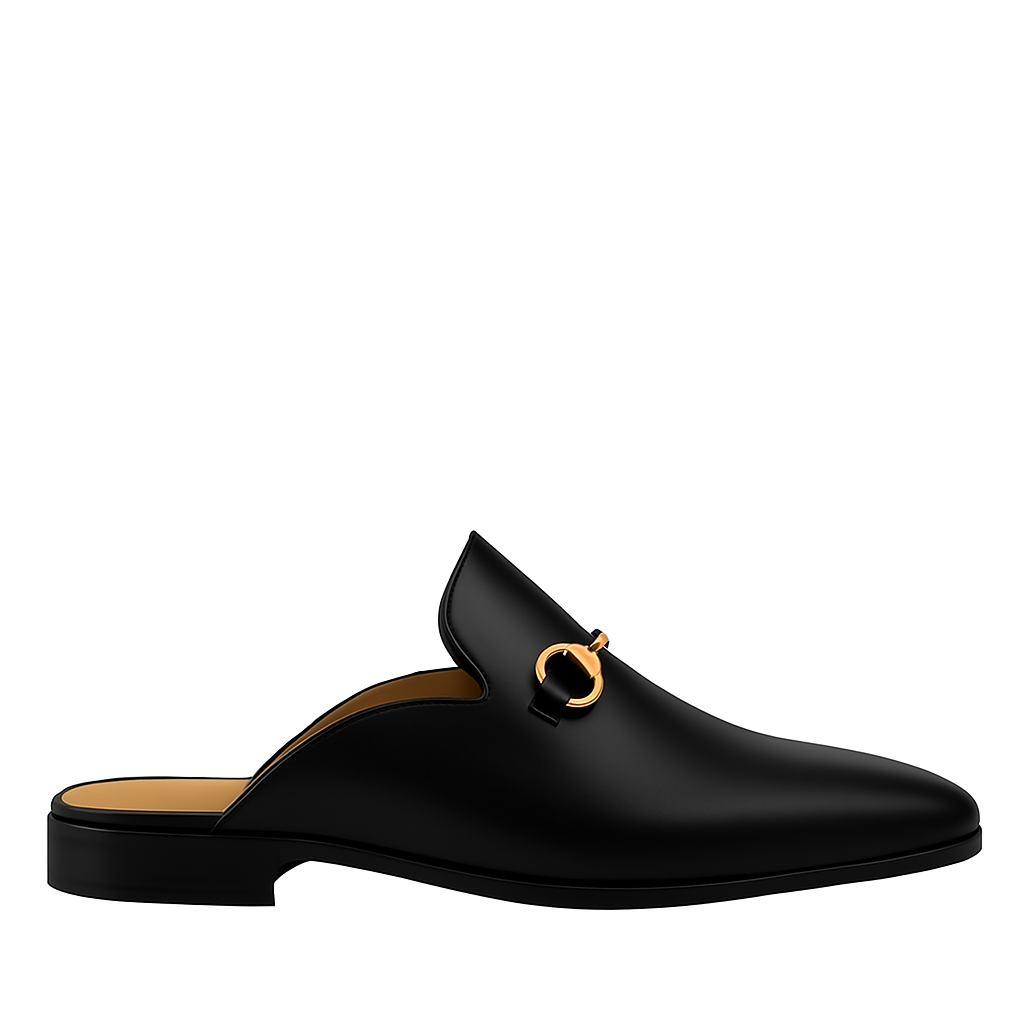 Plain Design Leather Mule Brown