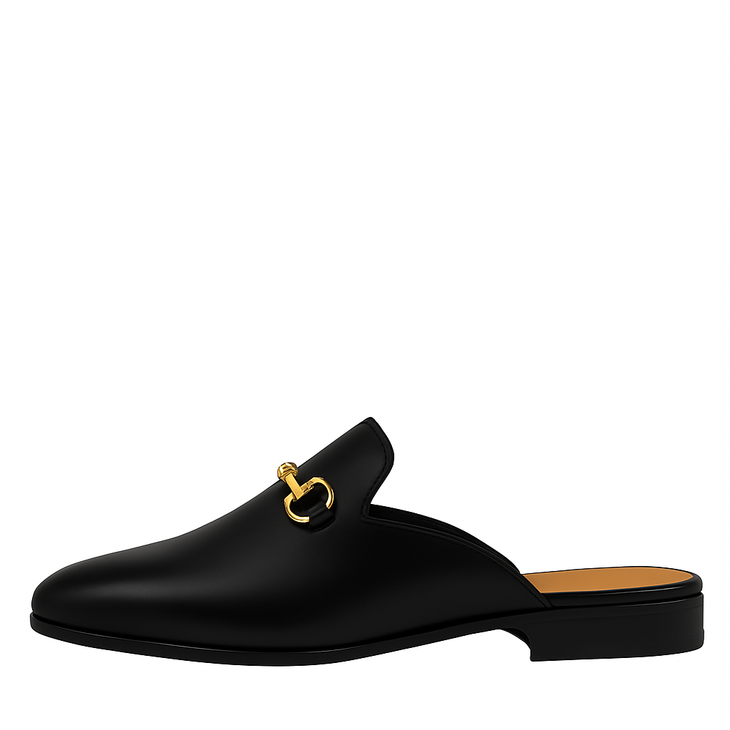 Plain Design Leather Mule Brown