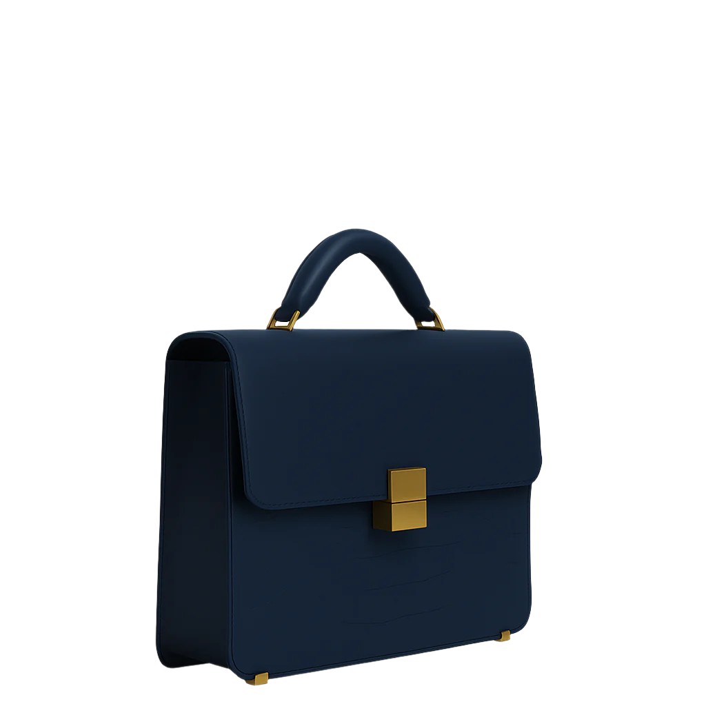 Luxurious Black Crocodile Textured Briefcase