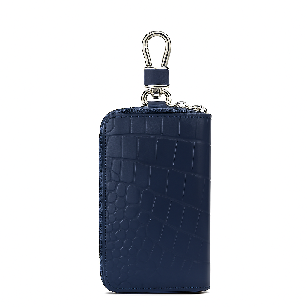 Croco Tan Mini Zipper Key Case Wallet