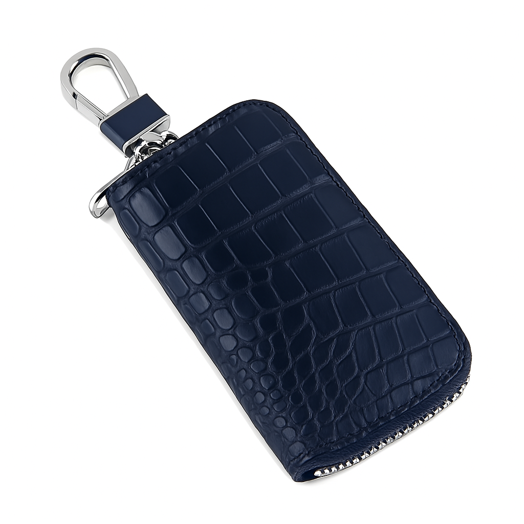 Croco Black Mini Zipper Key Case Wallet
