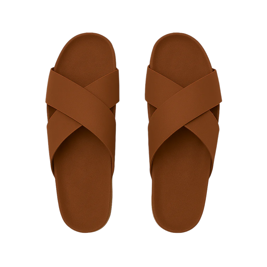 Men's Cross Strap Suede Grey Comfort Slipper