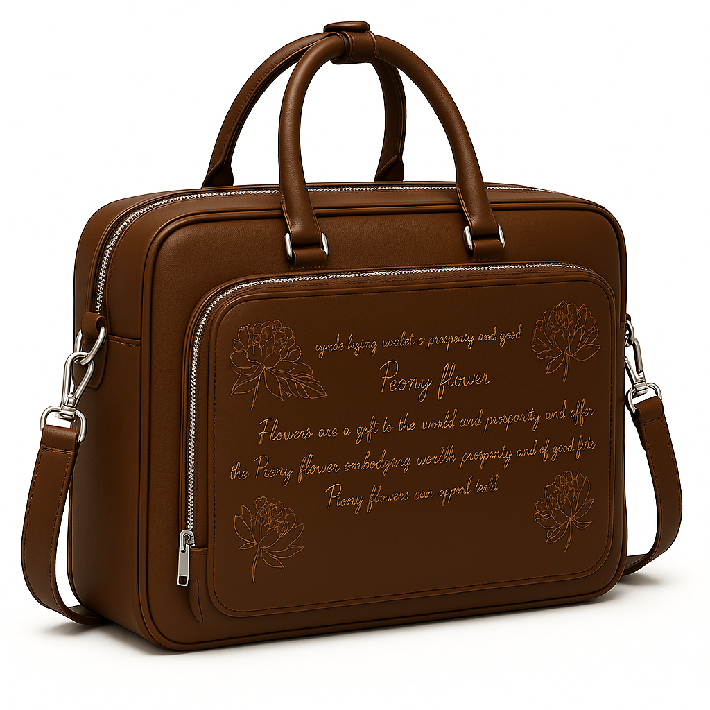 Italian Black Men's Printed Leather Laptop Bag