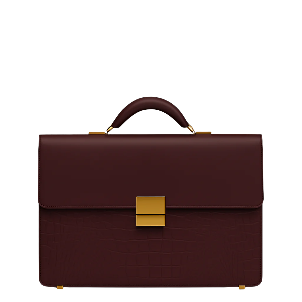 Luxurious Burgundy Crocodile Textured Briefcase