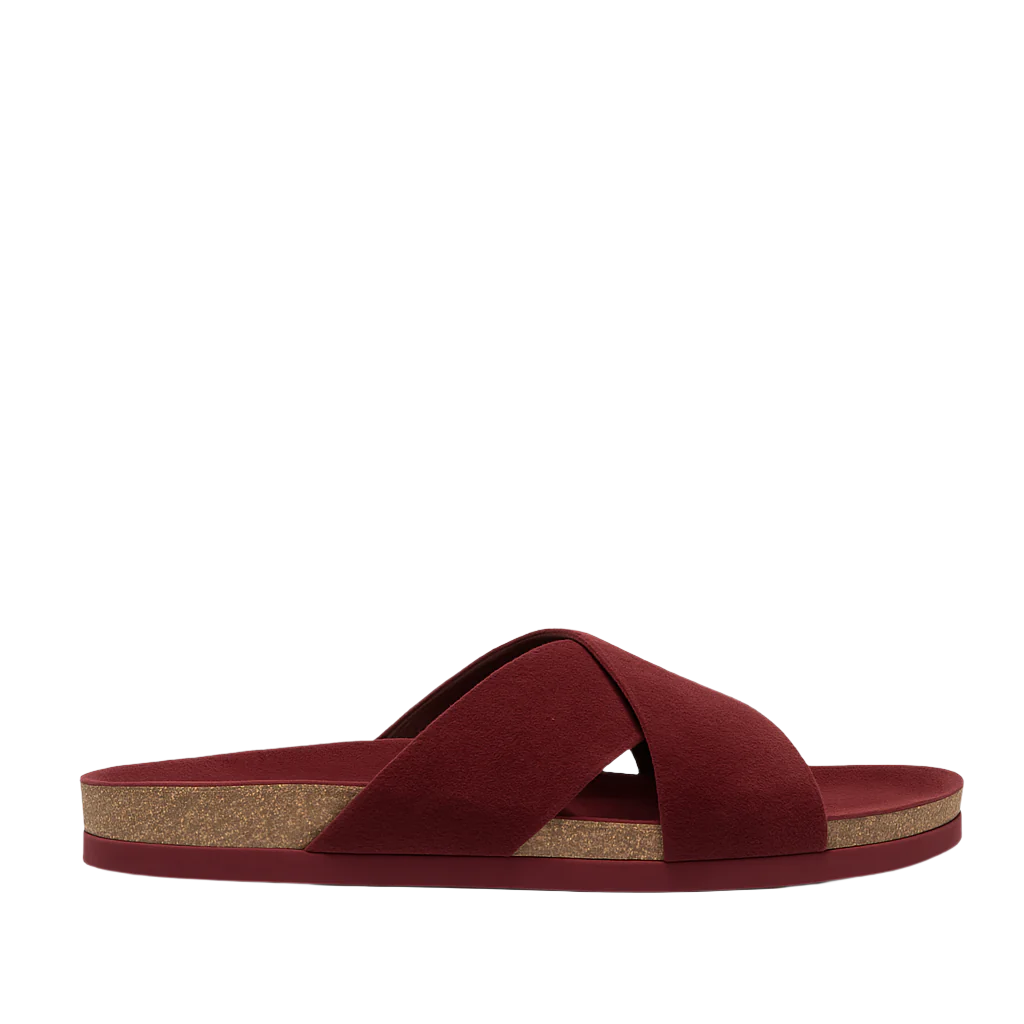 Men's Cross Strap Suede Grey Comfort Slipper