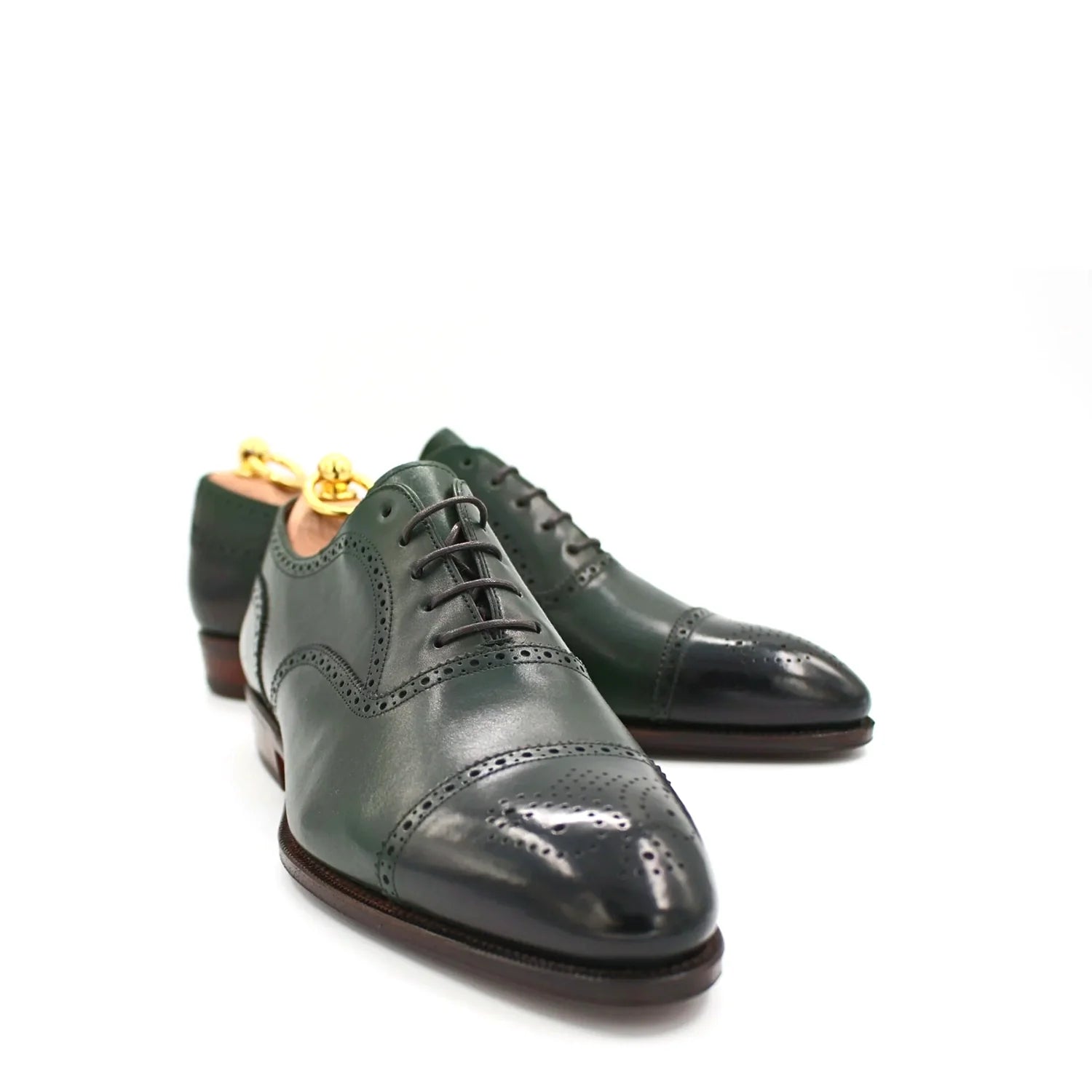 Classic Design Pure Solid Leather Oxford Shoe Green