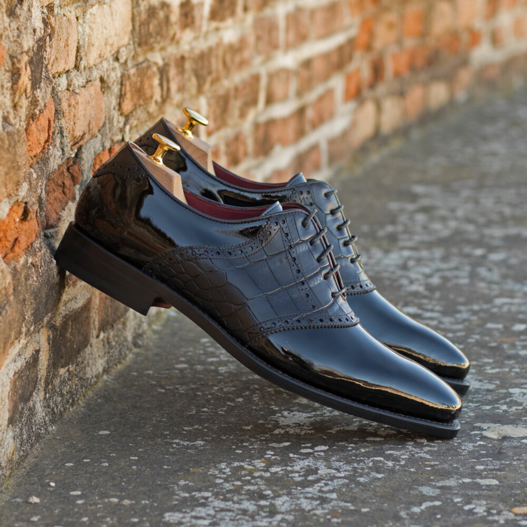 Black Patent Saddle Shoes