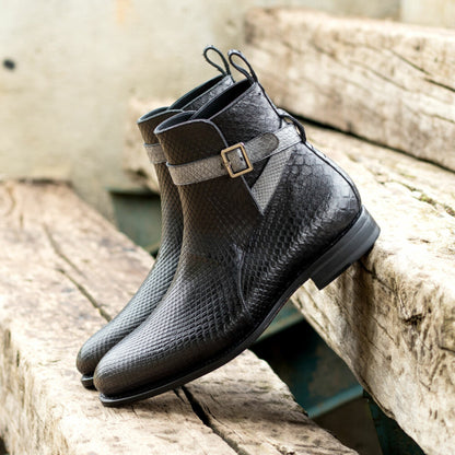 Round-Toe Python Jodhpur Boots