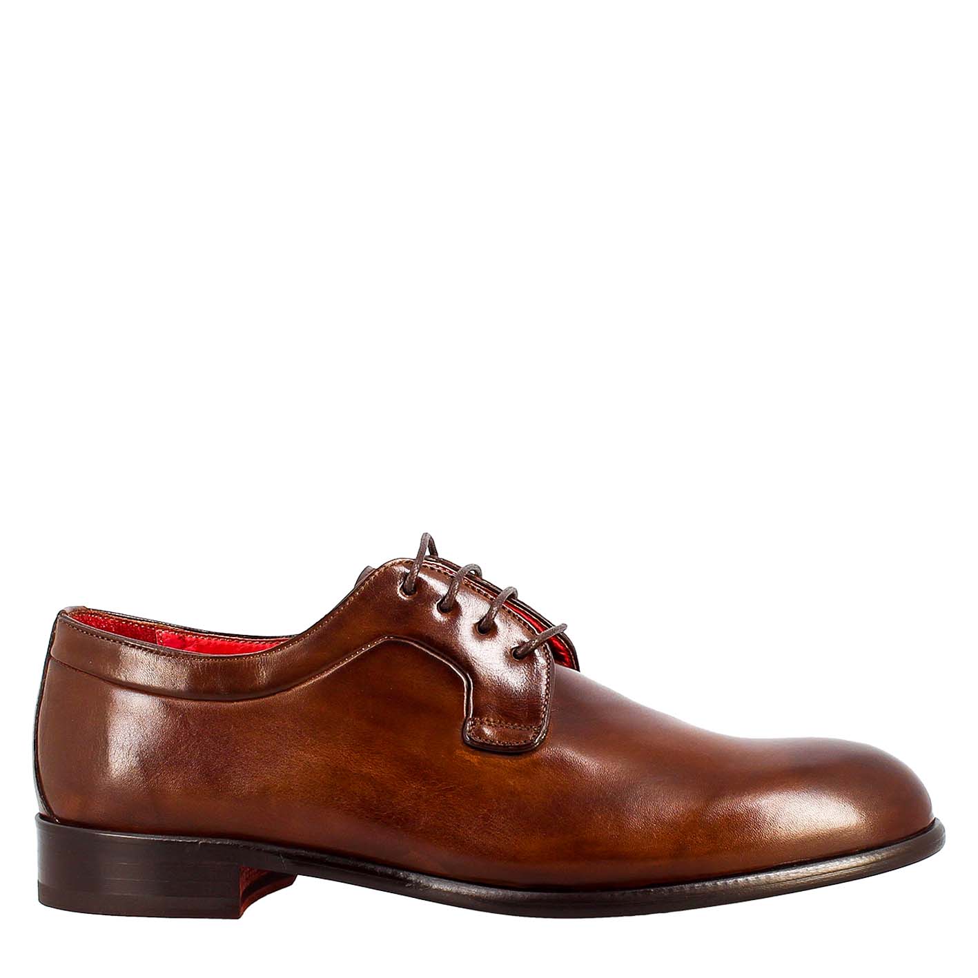Dark brown derby in smooth leather