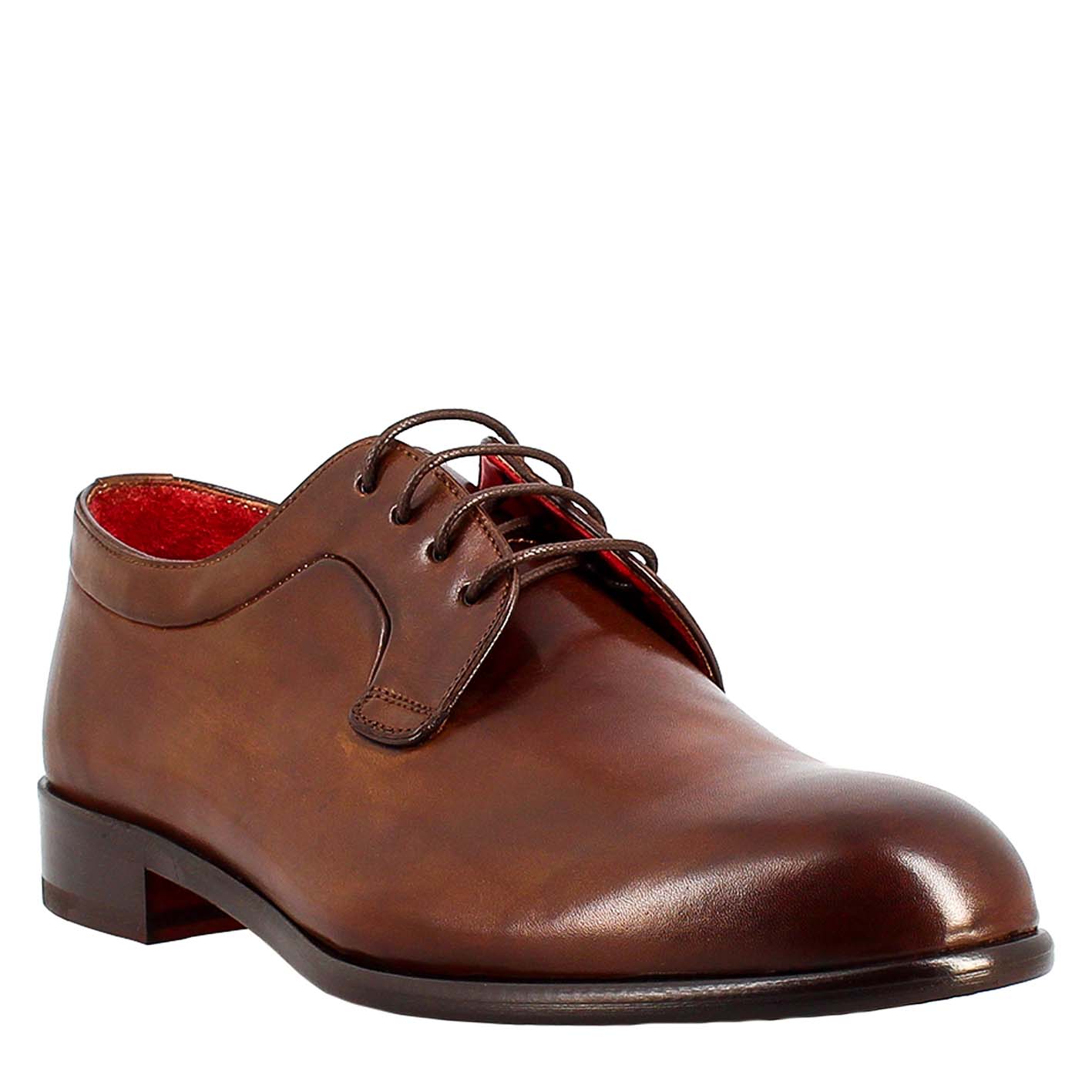 Dark brown derby in smooth leather