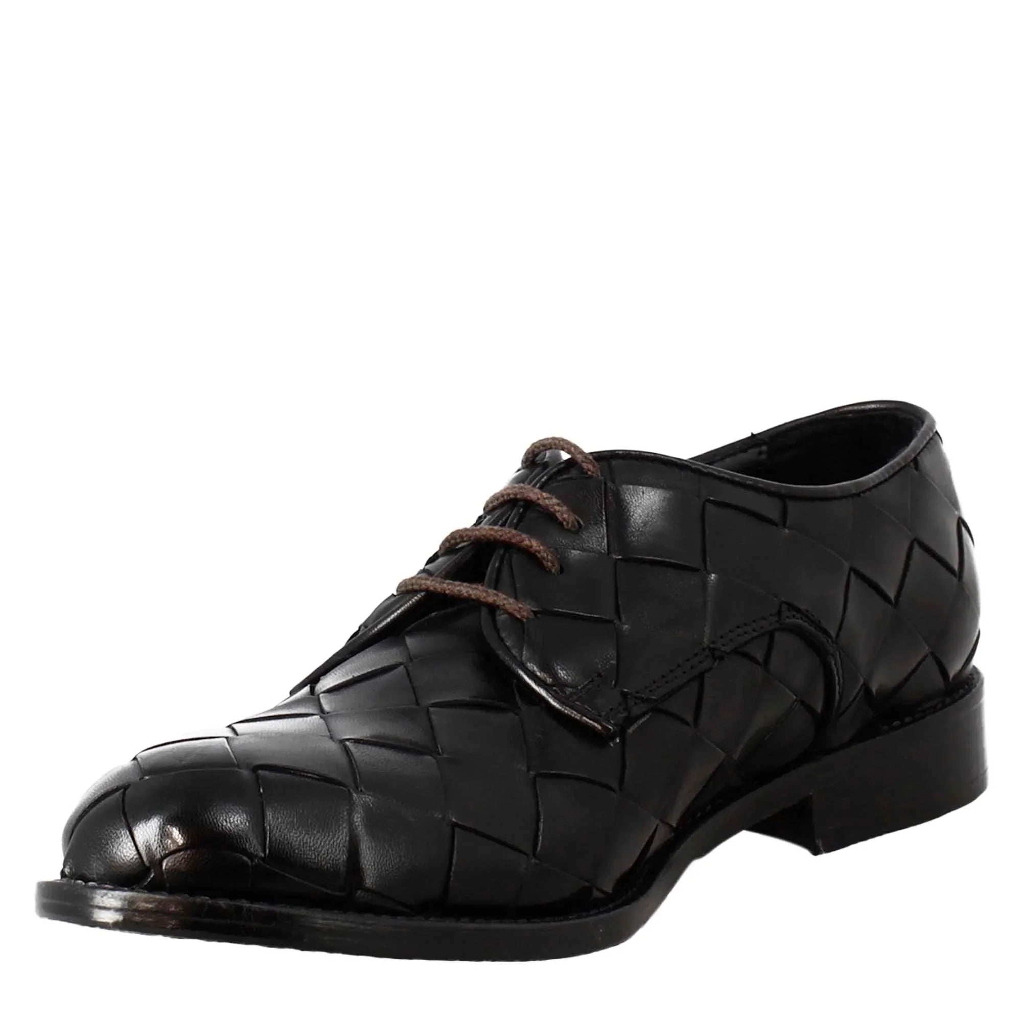 Vintage Black Derby woven leather