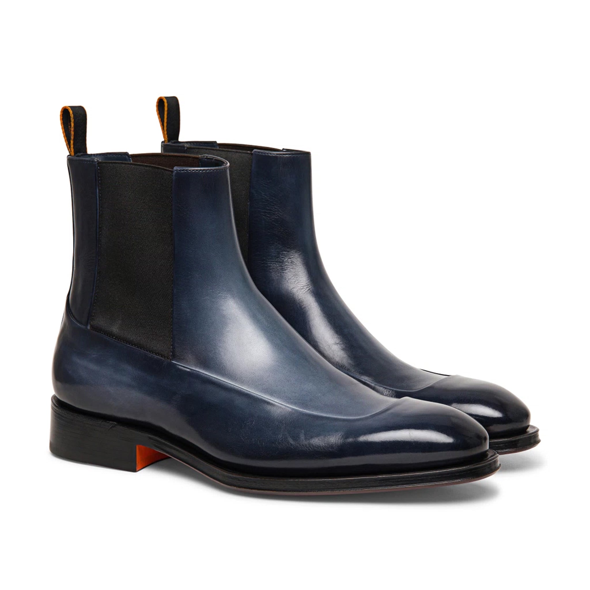 Men's Blue Leather Chelsea Boots
