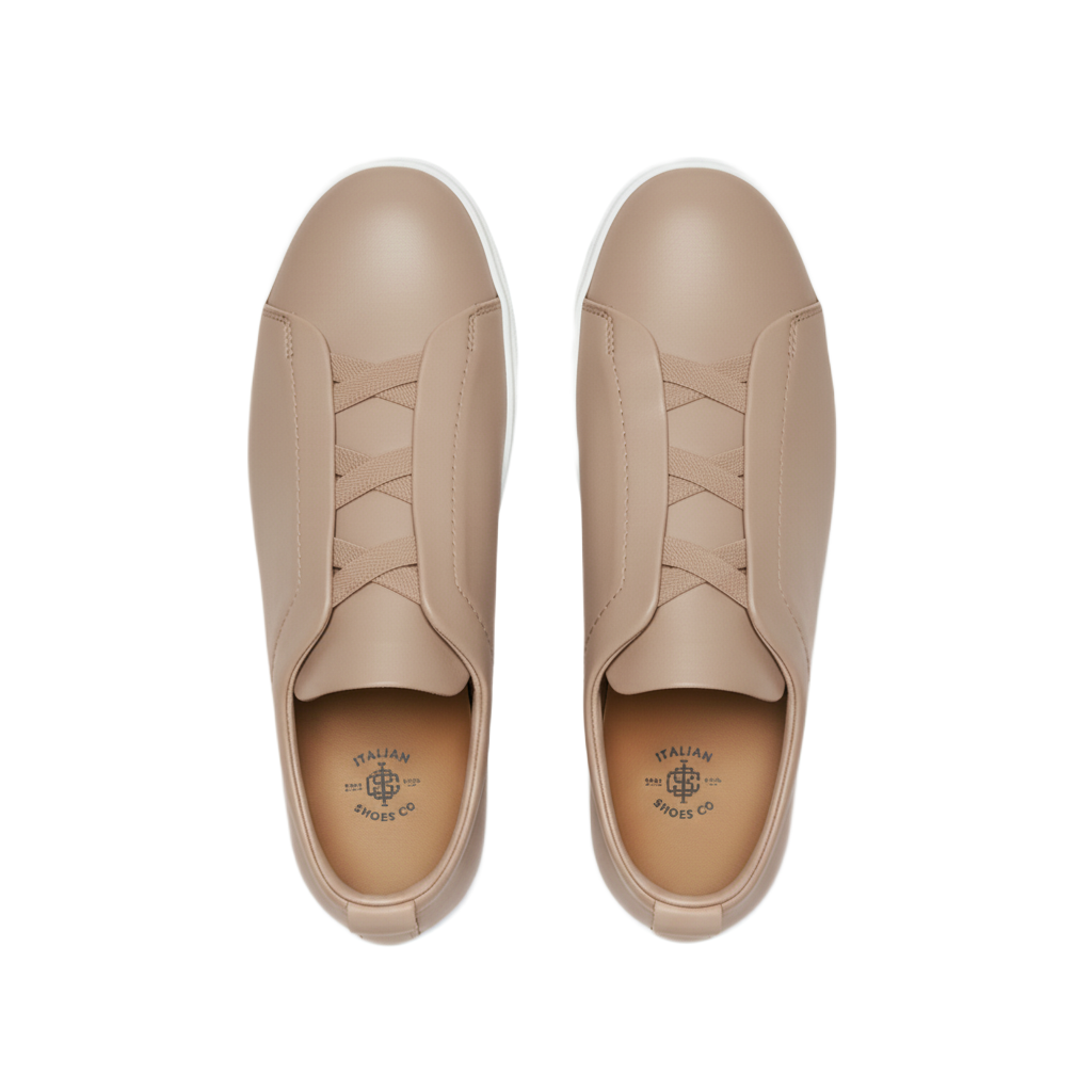 Luxury Edition Triple Stitch Leather Taupe Sneaker for Men's