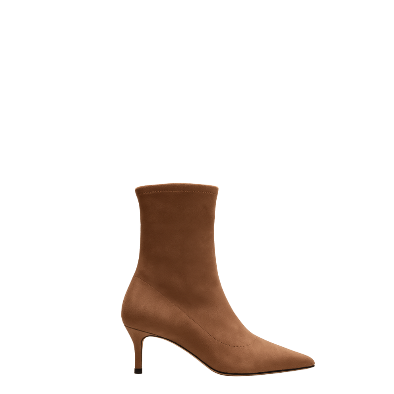 Premium Black Suede Pointed Toe Ankle Boots with Kitten Heels