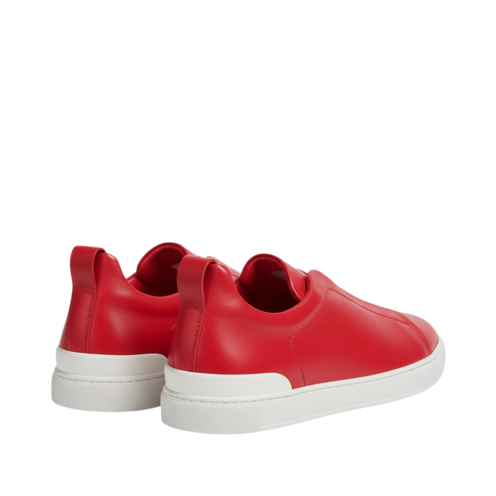 Luxury Edition Triple Stitch Leather Red Sneaker for Men's