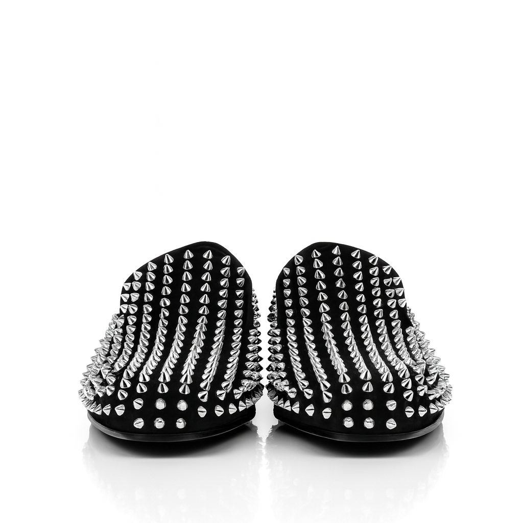 Italain Edition Spiked Slip-on Black Shoes for Men's