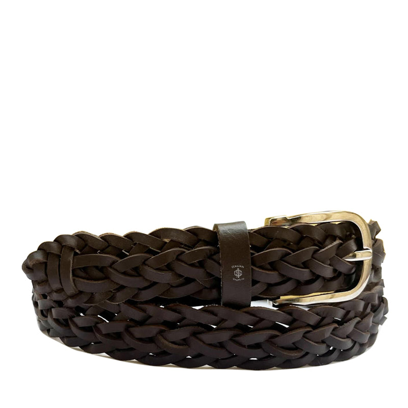 Pelle di Vitello Leather Belt Wide Braided
