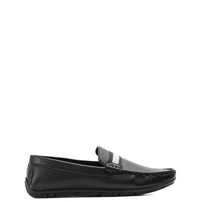 Classic Textured Leather Driving Blue Loafer