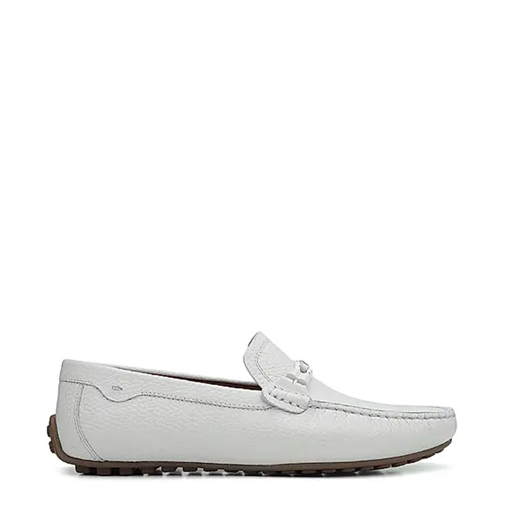 Men Textured Leather Driving White Loafer