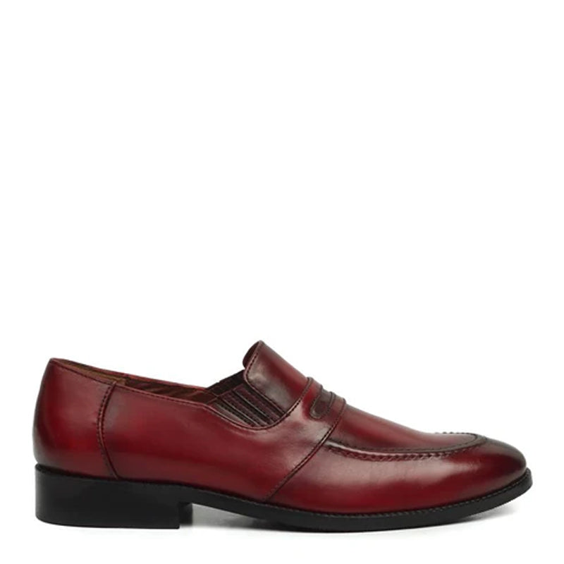 Burgundy Leather Penny Loafer For Men