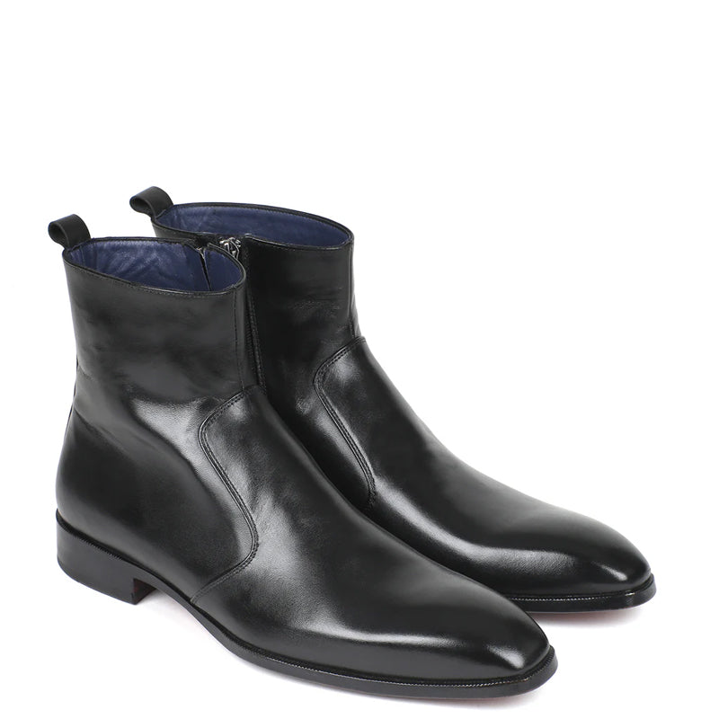 Handmade Leather Side Zipper Boots For Men