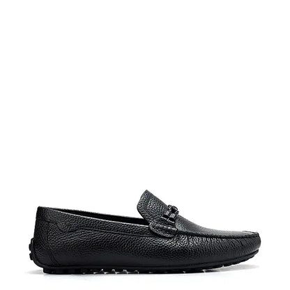 Men Textured Leather Driving Olive Green Loafer