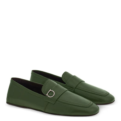 Olive Plaque Leather Loafers