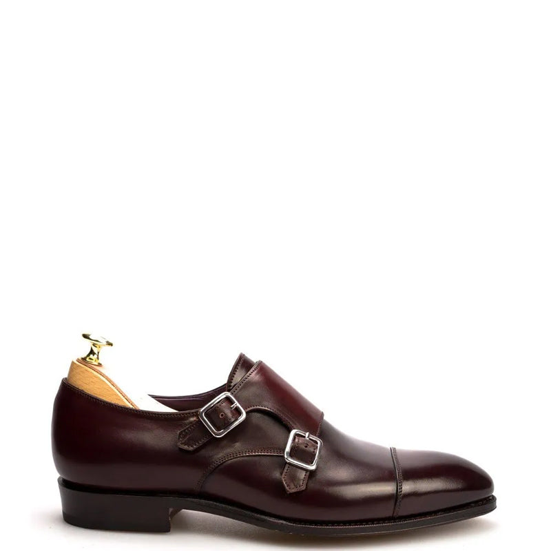 Premium Captoe Leather Double MonkStrap Shoe Brown
