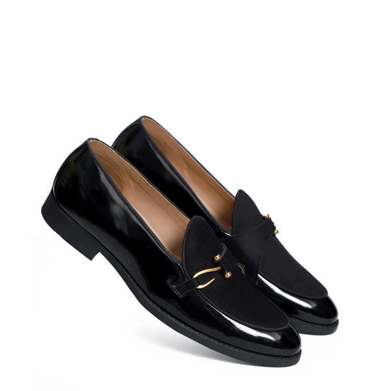 Patent Handmade Leather Black Loafer For Men