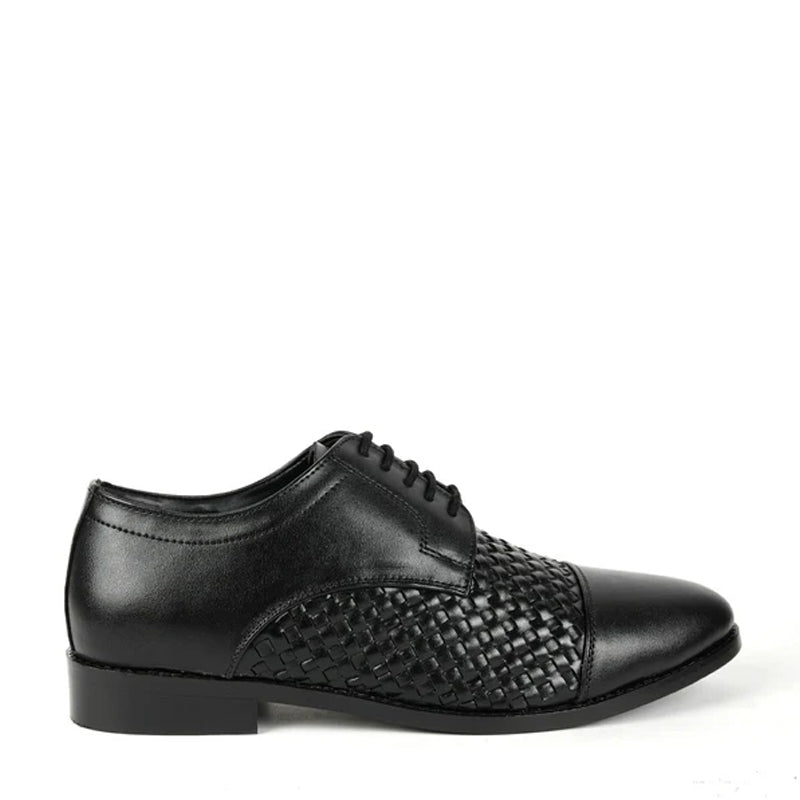 Men Braided Captoe Leather Oxford Shoe Black