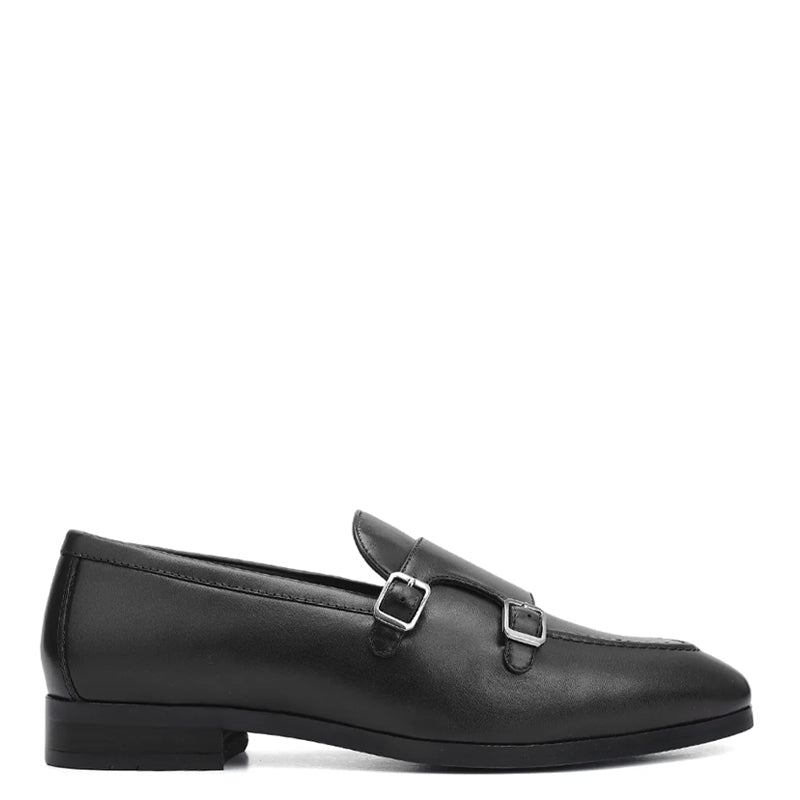 Men Classic Handmade Leather Double Monk Shoes