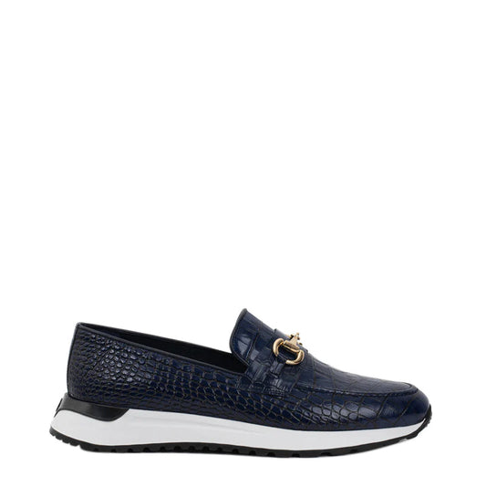 Crocodile Leather Loafer Men's Shoe Blue