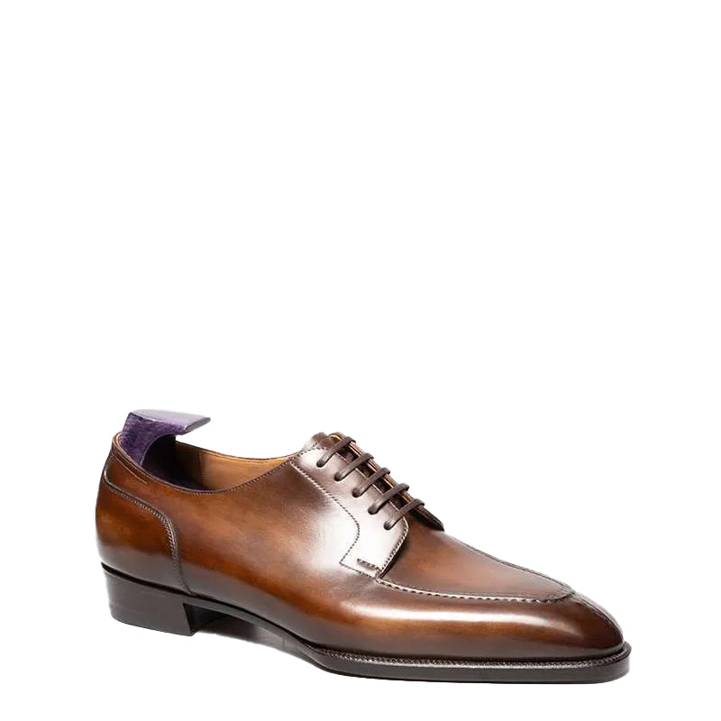 HandPainted Wholecut Split Toe Leather Oxford Black Shoe