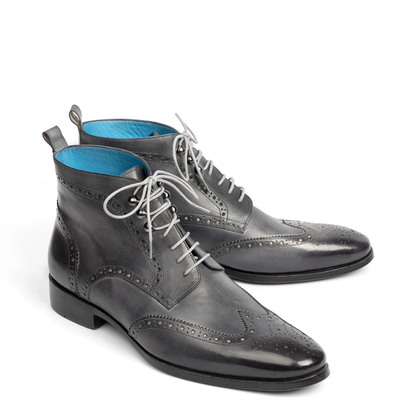Men Dual Tone Leather Wingtip Brown and Blue Ankle Boot