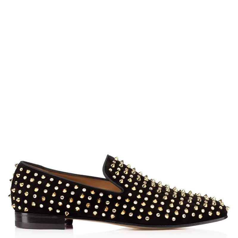 Men Suede Studded Slip On Loafers
