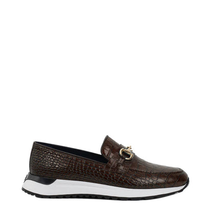 Crocodile Leather Loafer Men's Shoe Wine