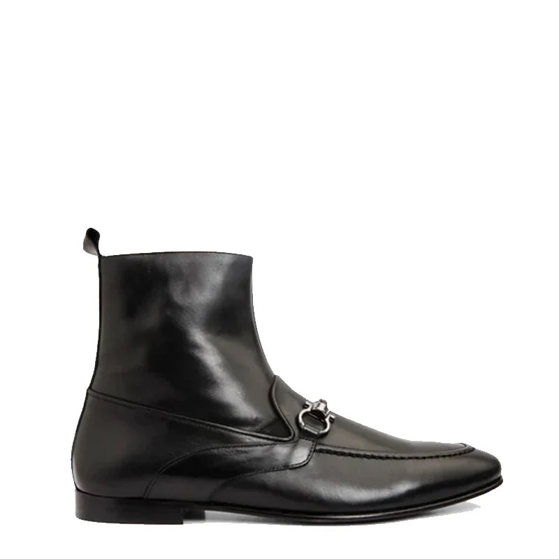 Black Suede Zip-Up Dress Men Boot