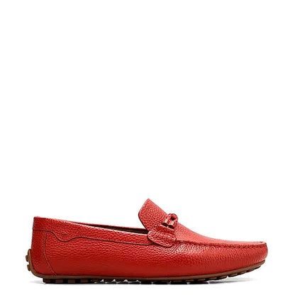Men Textured Leather Driving Olive Green Loafer