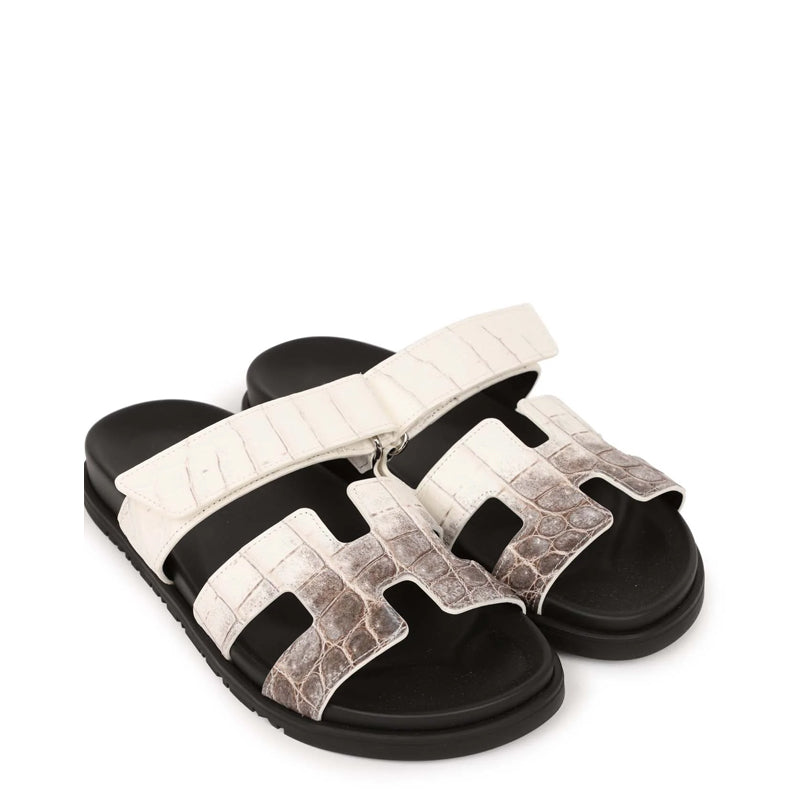 Luxury Croco Leather  Matte / White Sandal