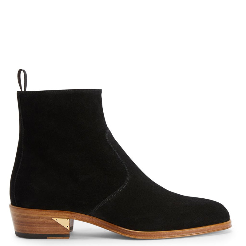 Handmade Suede Leather Side Zipper Ankle Brown Boot