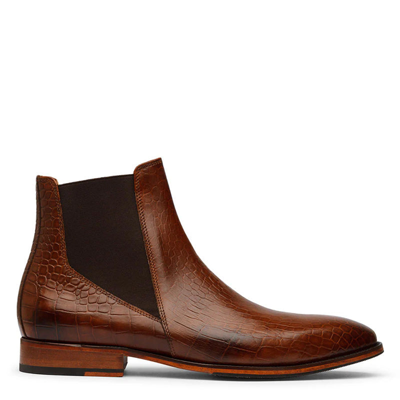 Croco Leather Sharp Chelsea Boot Brown