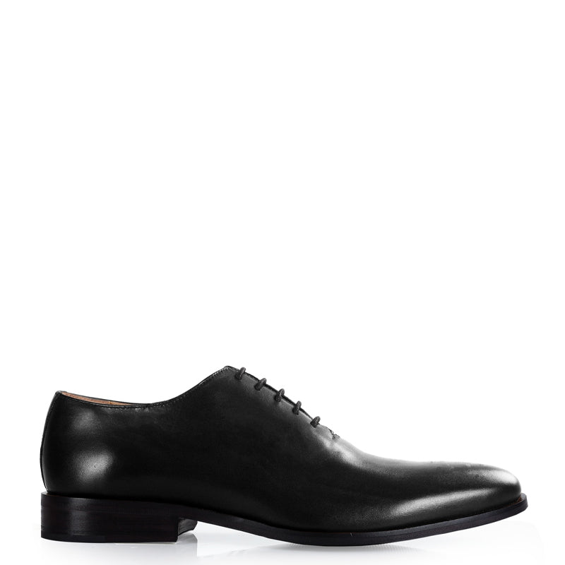 Polished Pure Leather Wholecut Oxford Shoe Black