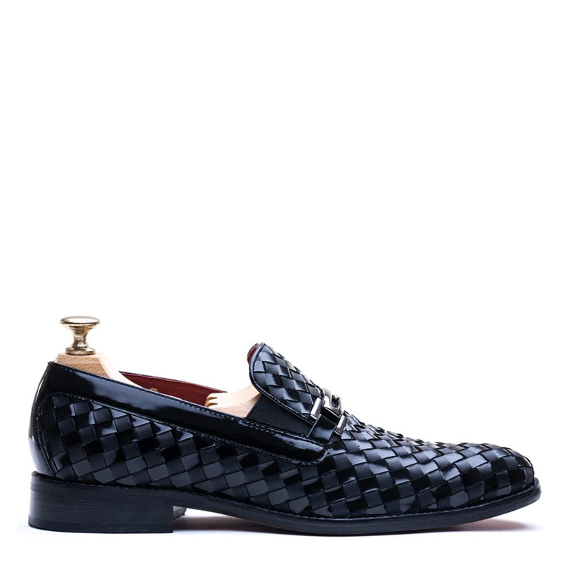 Men Slip-On Woven Leather Loafer