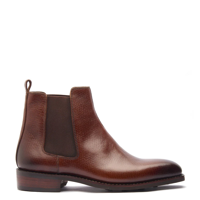 Cognac Leather Ankle Chelsea Boots
