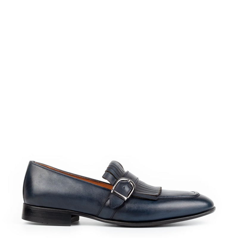 Premium Midnight Leather Single Monk Strap Shoe Black