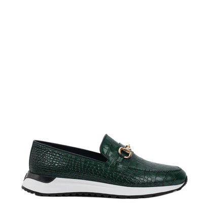 Crocodile Leather Loafer Men's Shoe Black