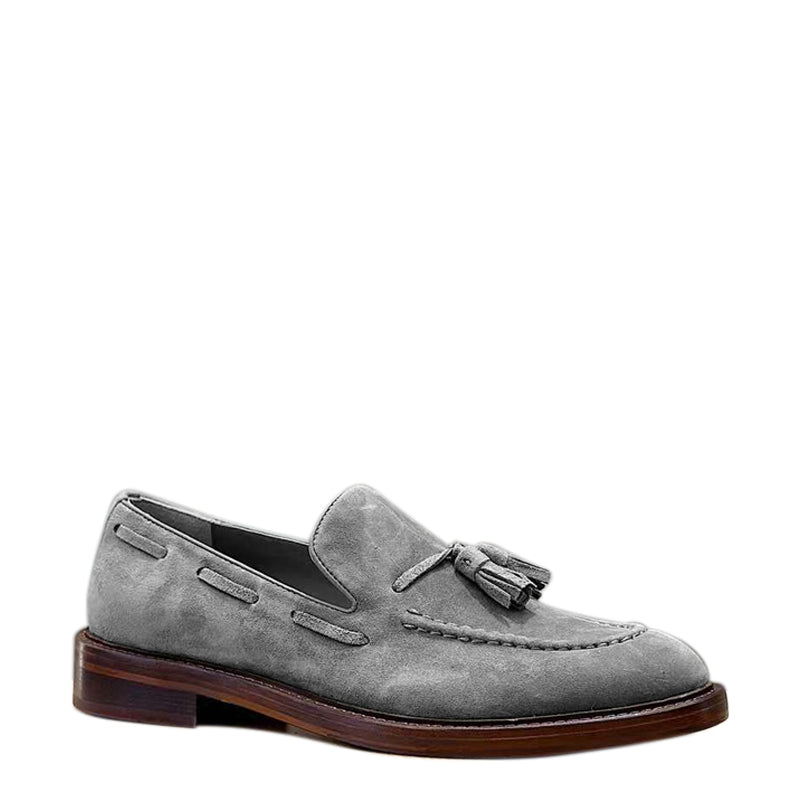 Comfort Tassel Penny Loafer in Black Suede Leather
